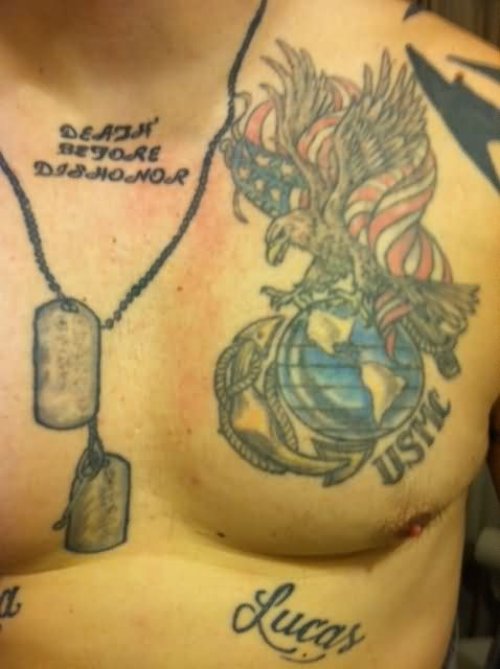 Man With Neck Chain Tattoo On Chest
